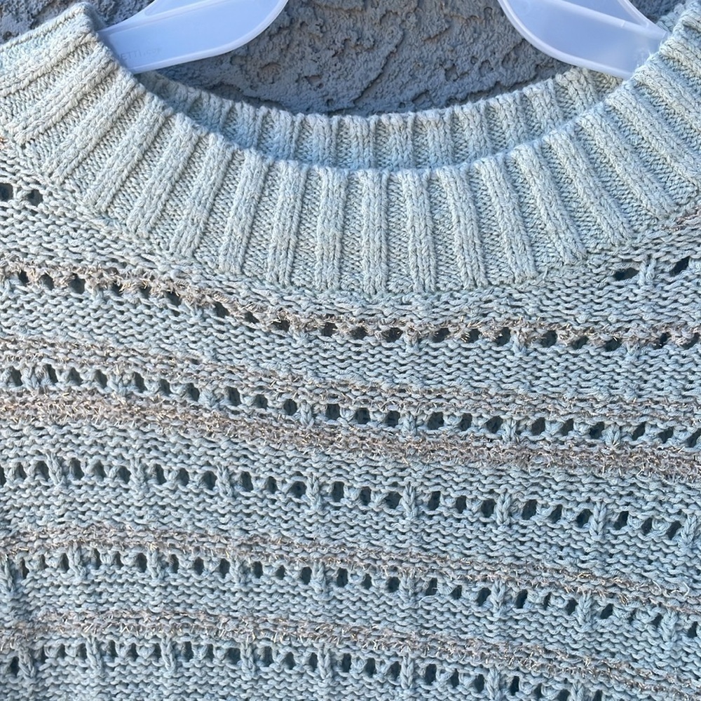 Loft Open Weave Sweater Women’s Mint Green Size XS - Picture 2 of 5